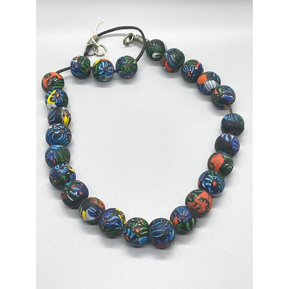 Vintage 25 Large Chunky Venetian Cane Millefiori Glass Trade Beads 20mm - Picture 3 of 8